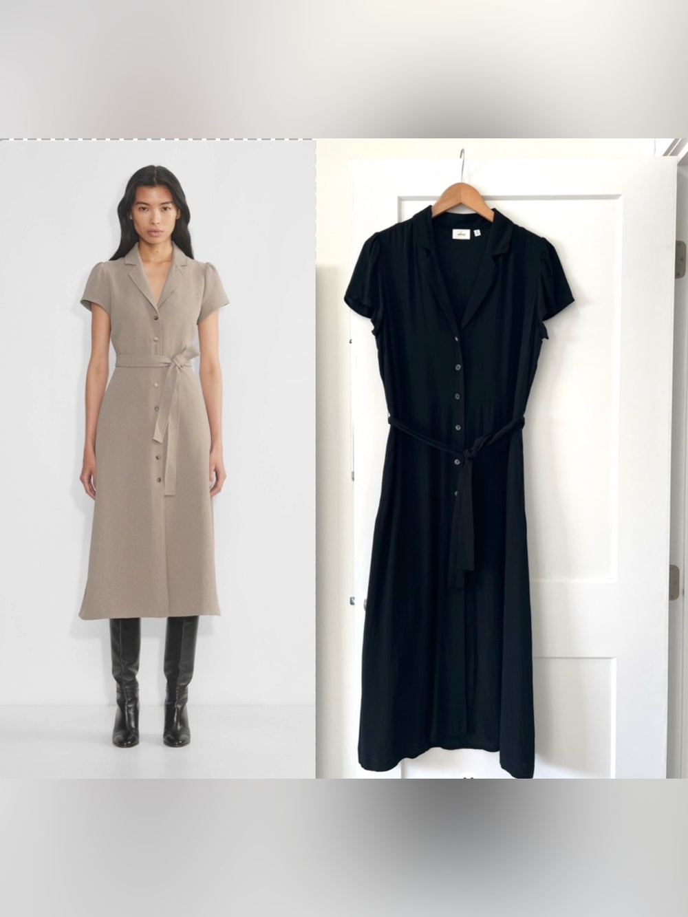 NWOTS Wilfred button up Shirt Dress Midi Length Sz M Black